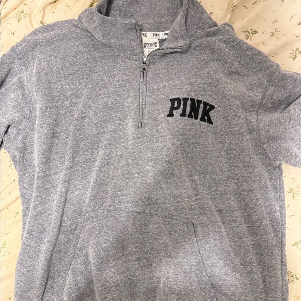 PINK Victoria's Secret Gray Half-Zip Jacket